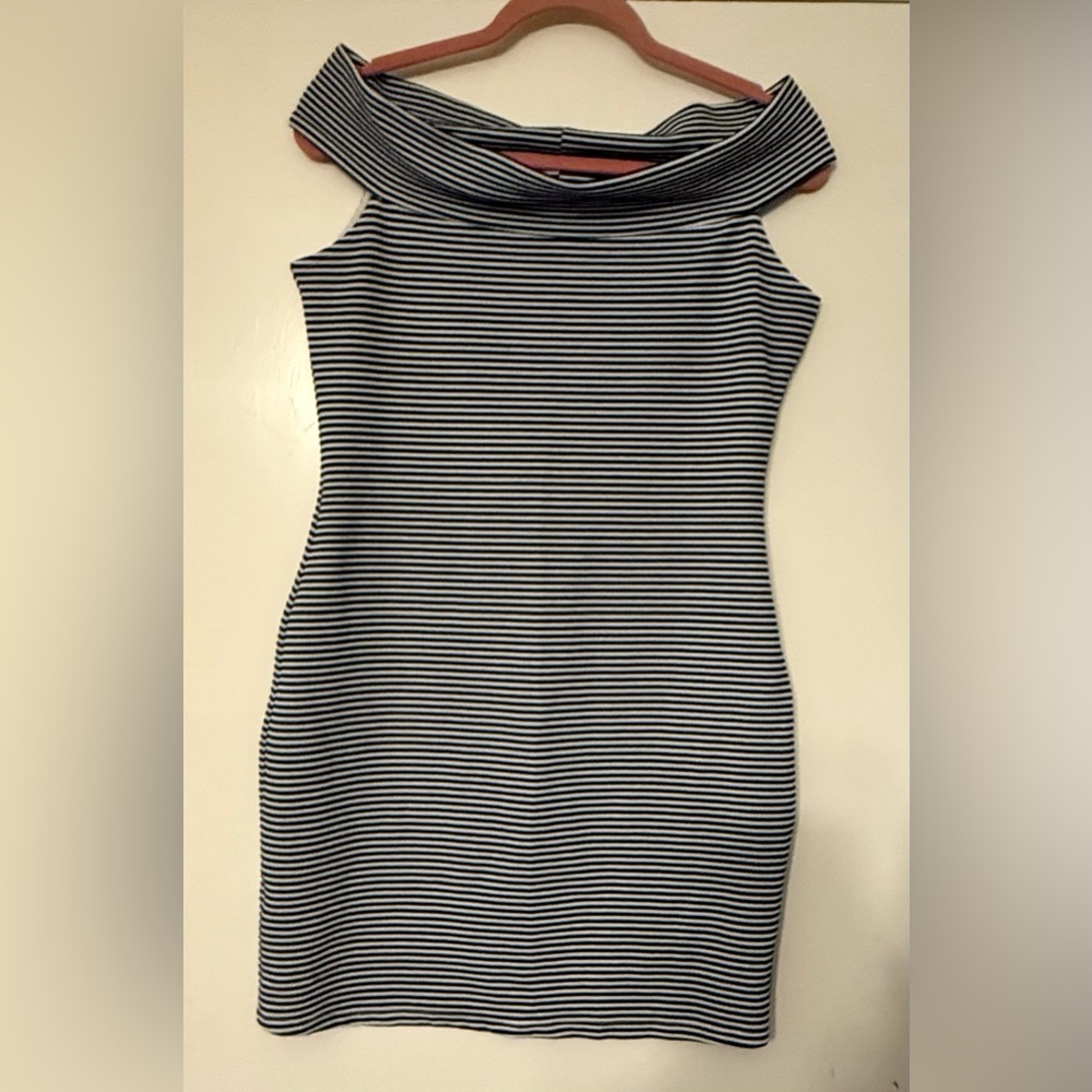 MNG Mango Striped Off-Shoulder Dress